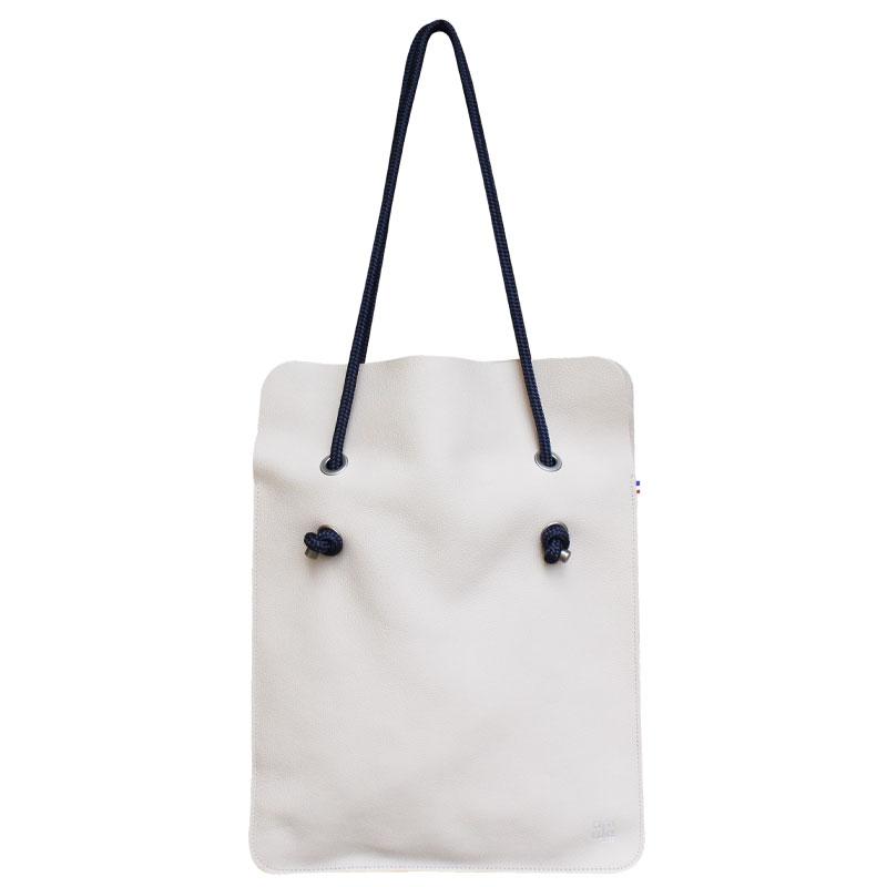 Sac Divine CUIR lisse Beige | Anse Encre sombre - AMWA and CO