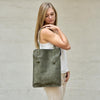 Sac Divine CUIR suede Vert Olive | Anse Olive - AMWA and CO