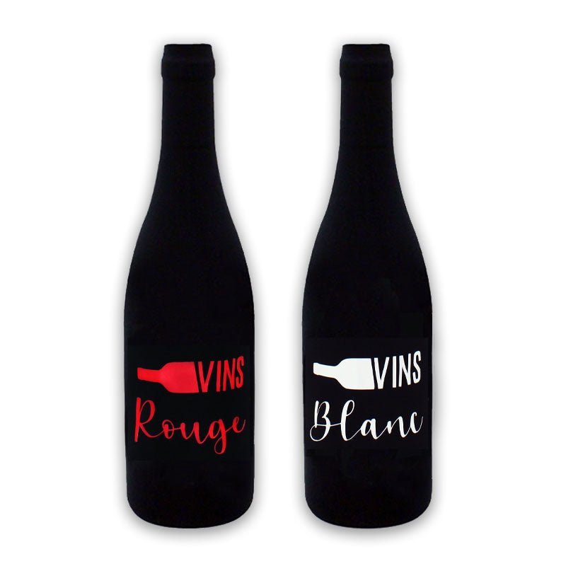 Set de 2 Cache-bouteilles - Marquage "VINS ROUGE - VINS BLANC" - AMWA and CO